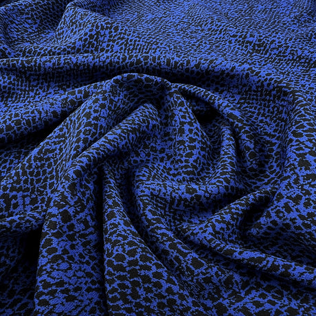 Phoenix Blue Black Polyester Elastane Ponte Roma Jacquard Knit Jersey Fabric