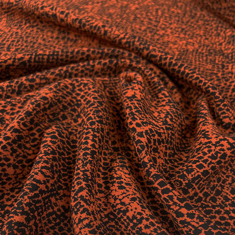 Phoenix Orange Black Polyester Elastane Ponte Roma Jacquard Knit Jersey Fabric