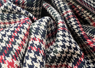 Piacenza Wool Cashmere Fabric Red Black Overcheck