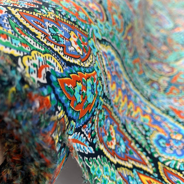 Pima Cotton Lawn Devine Paisley Blue Fabric Roll