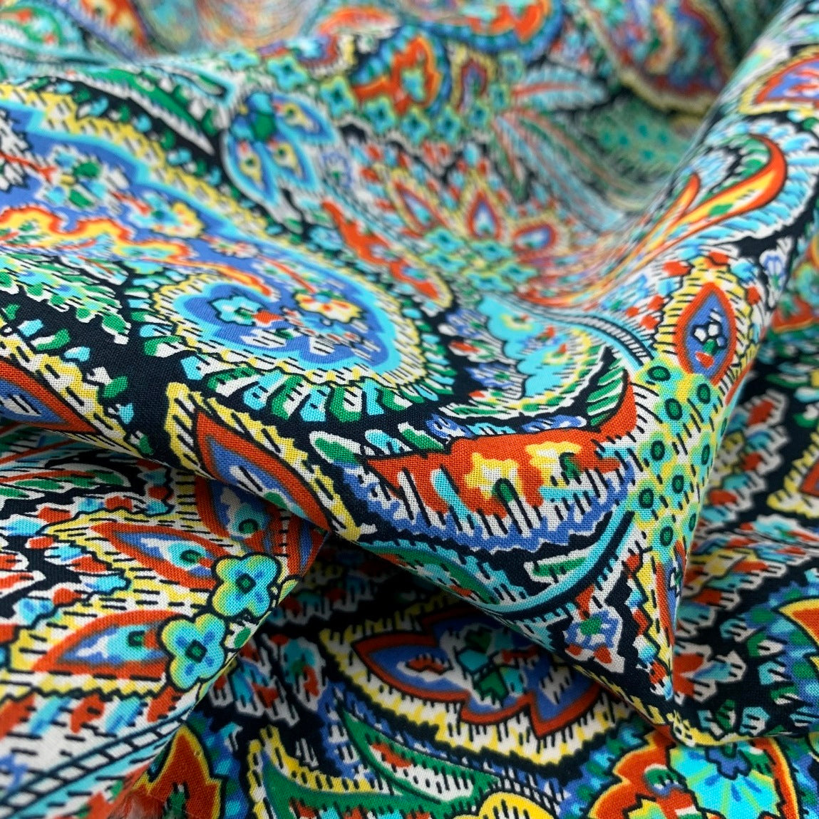 Pima Cotton Lawn - Devine Paisley - Blue