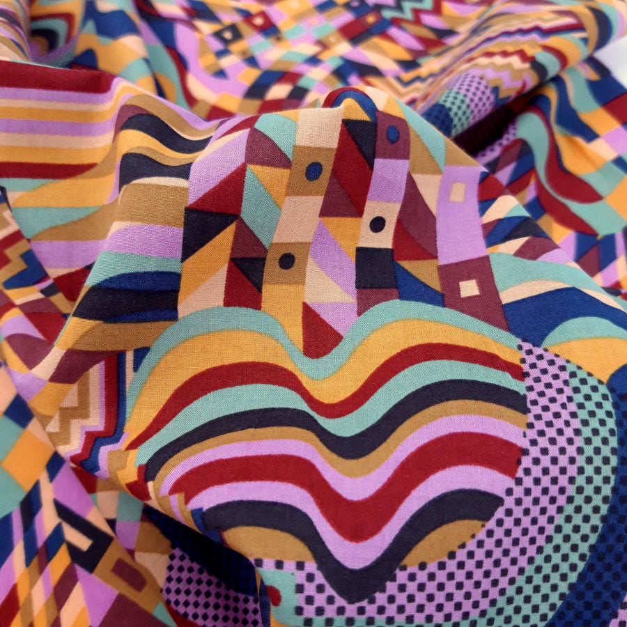 Geometric Abstract Dress Fabric | Pima Cotton Lawn - Gustav