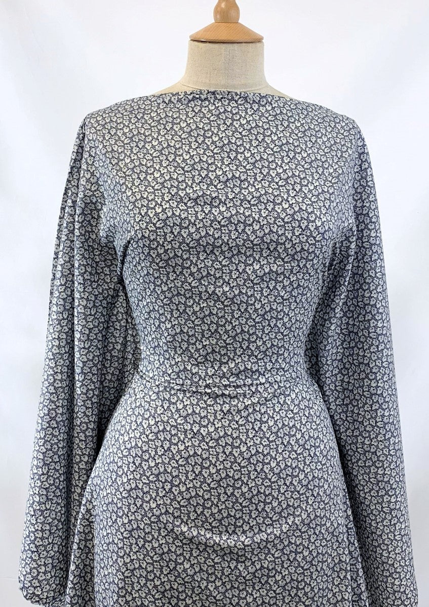 Pima Cotton Lawn - Navy Leaf