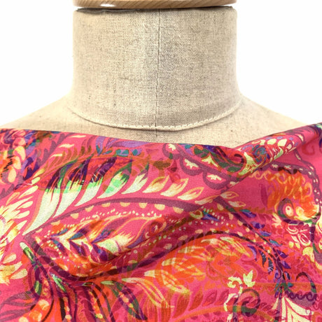 Pima Cotton Lawn Magnificent Pink Floral Paisley Neck