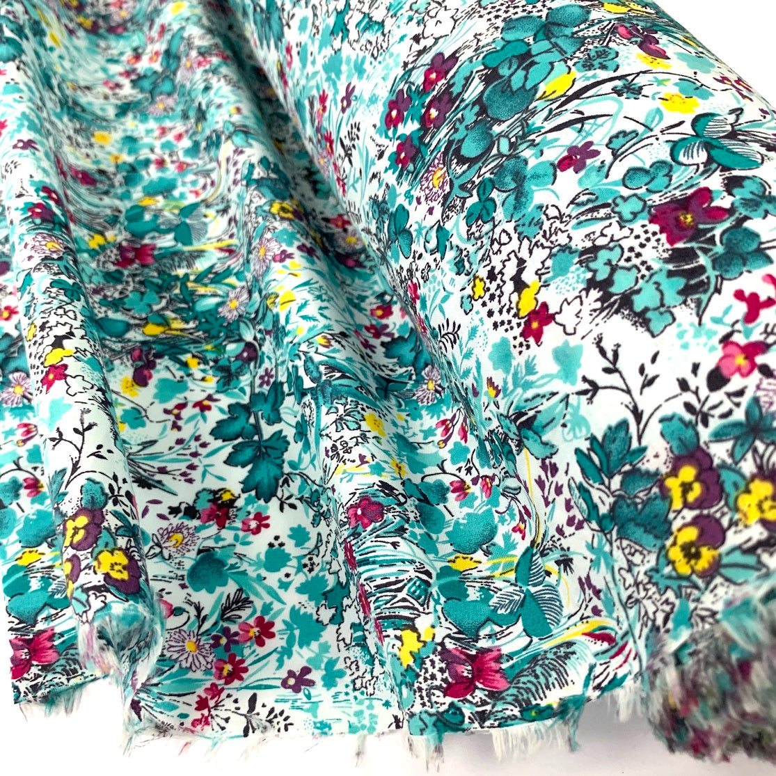 Pima Cotton Lawn - The Garden Of Shakespeare - Teal