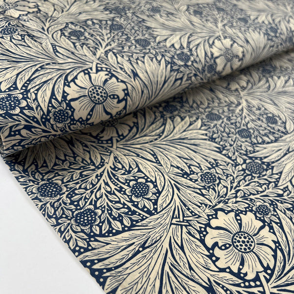 Pima Cotton Lawn Billie Royal Blue Floral Cream Dress Fabric Bolt
