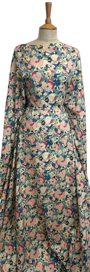 Pima Cotton Lawn Floral Gloria Cream Pink Blue Dre 4