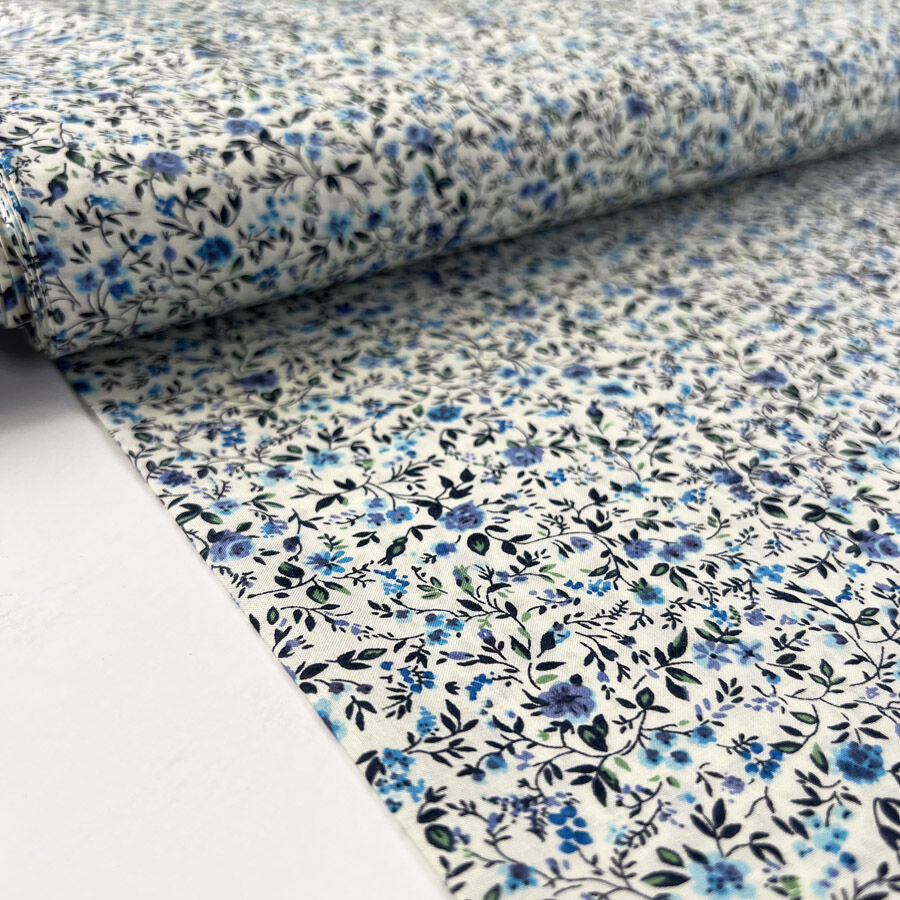 Pima Cotton Lawn Forget Me Nots Cream Blue Floral Dress Fabric Bolt Dd52F43B E228 411A 80Bb F670Fea61164