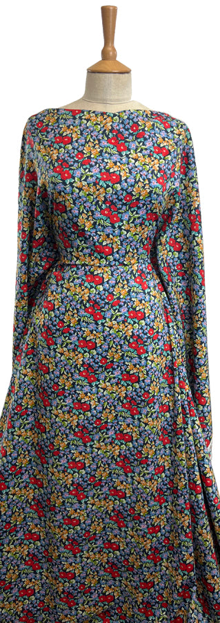 Pima Cotton Lawn Gemima Navy Floral Dressmaking Fabric Mannequin