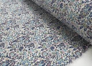 Pima Cotton Lawn Lana Blue Paisley Floral Woven Summer Dress Fabric Roll