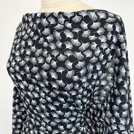 Pima Cotton Lawn Midnight Fall Navy Dress Fabric Side