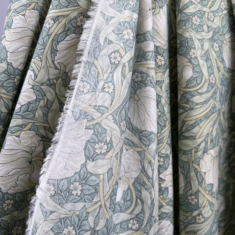 Pima Cotton Lawn Morris  Sage Green Floral Dress Fabric Hang