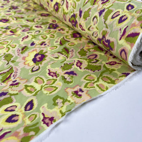 Pima Cotton Lawn Sacha Green Floral Woven Dress Fabric Roll