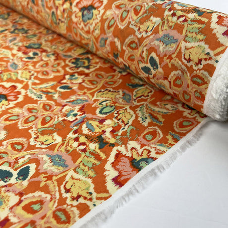 Pima Cotton Lawn Sacha Orange Floral Woven Dress Fabric Roll