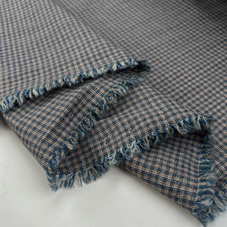 Pisa lotti green blue italian wool fine check suiting fabric fold