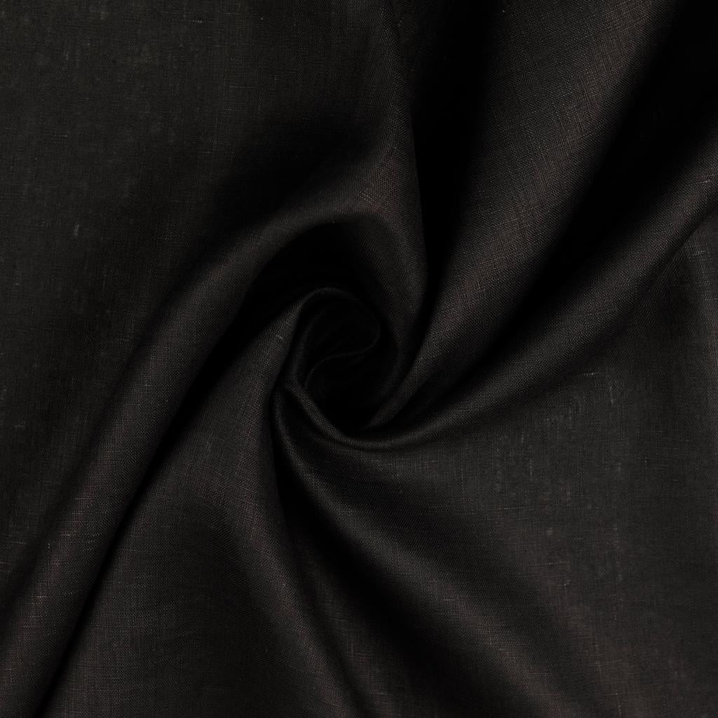 Plain 100 Percent Linen 150Gsm Dress Fabric Black Twist