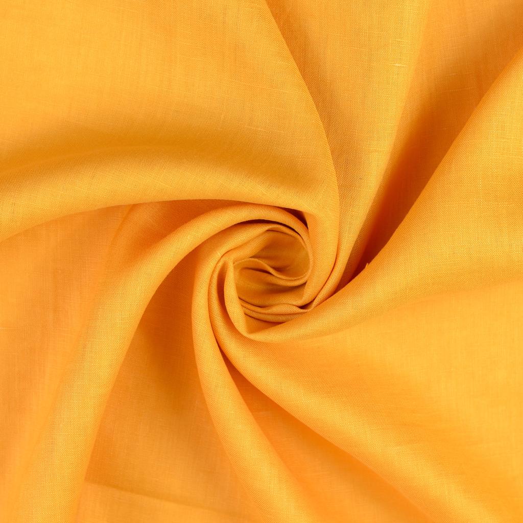 Plain 100 Percent Linen 150Gsm Dress Fabric Ochre Twist