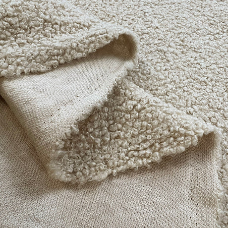 Plain Boucle Cream Stone Beige Dressmaking Fabric Fold
