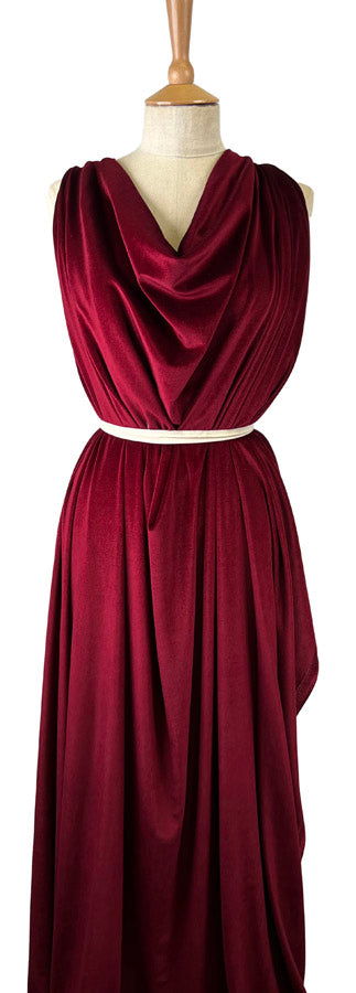 Plain Velour Dress Fabric  Roxy Stretch Velvet Wine Dress2