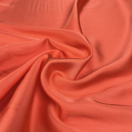 Plain Viscose Satin Coral Pink Rayon Woven Dress Fabric