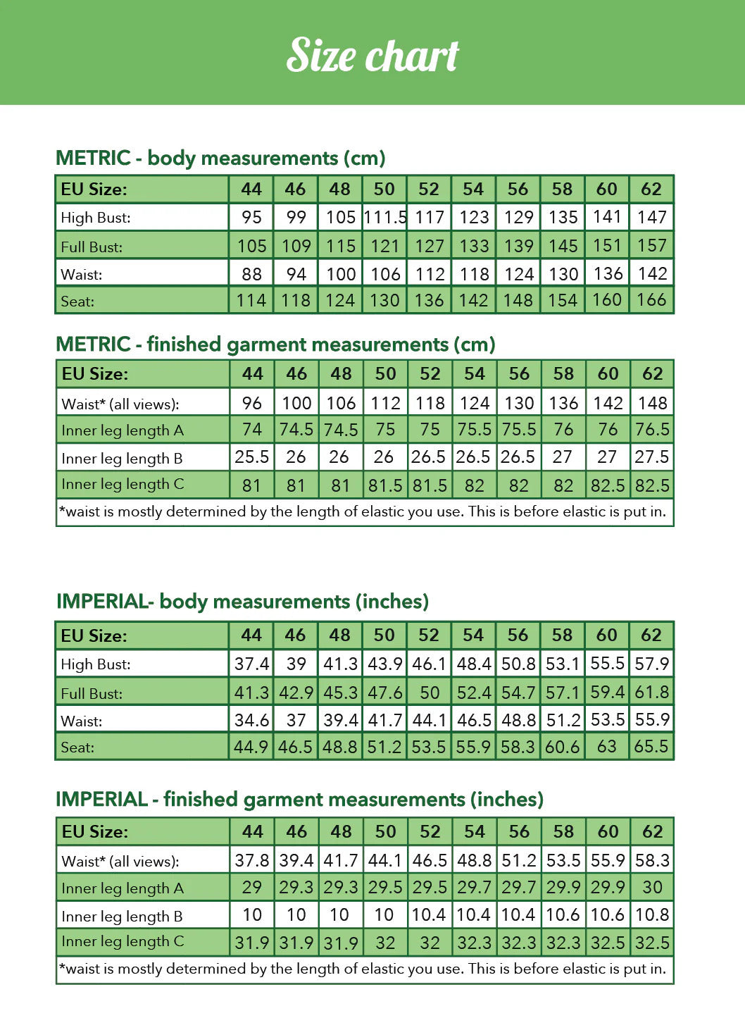 Ploen Patterns Jorun Leggings Pattern Size 44 62