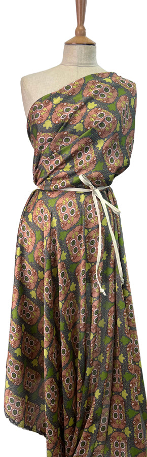 Plot Polyester Voile Abstract Floral Pink Green Dress Fabric Mannequin