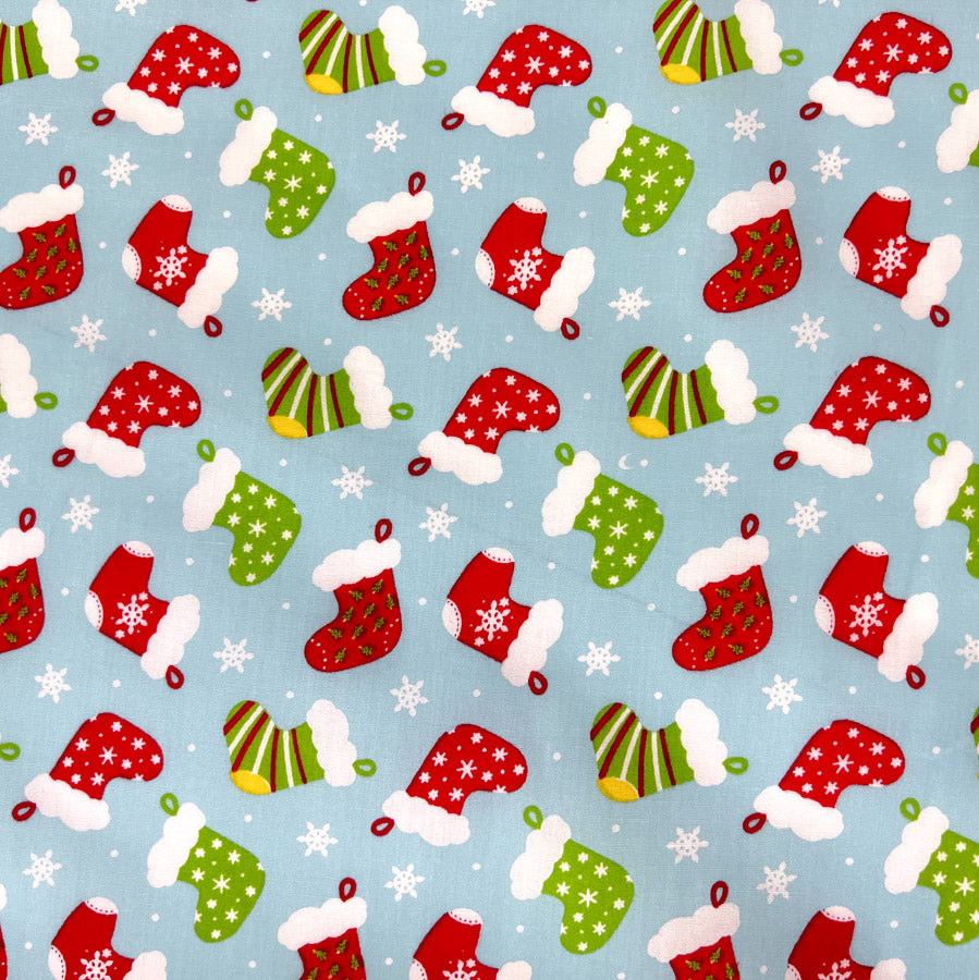 Christmas Poly/Cotton - Stocking - Pale Blue