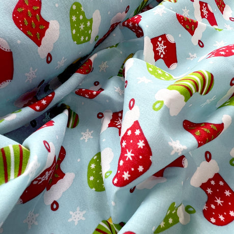 Poly Cotton Craft Fabric Stockings Pale Blue