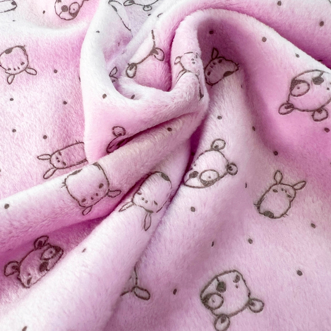 Printed Velour Fleece - Teddy Pink