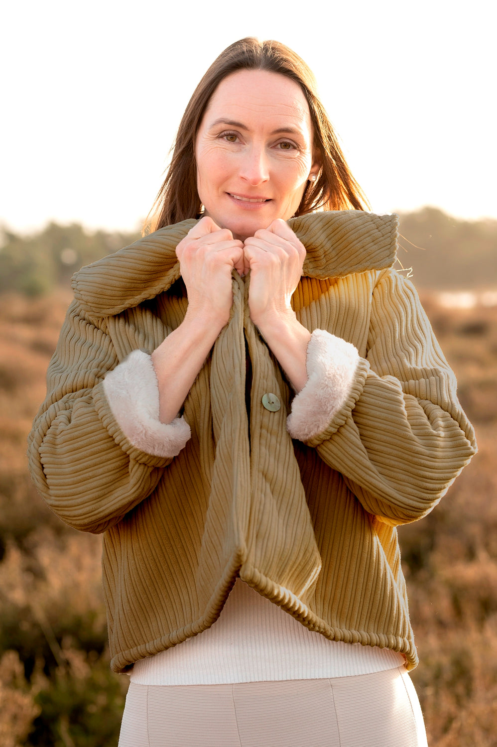 Fur Lined Cord - Beige