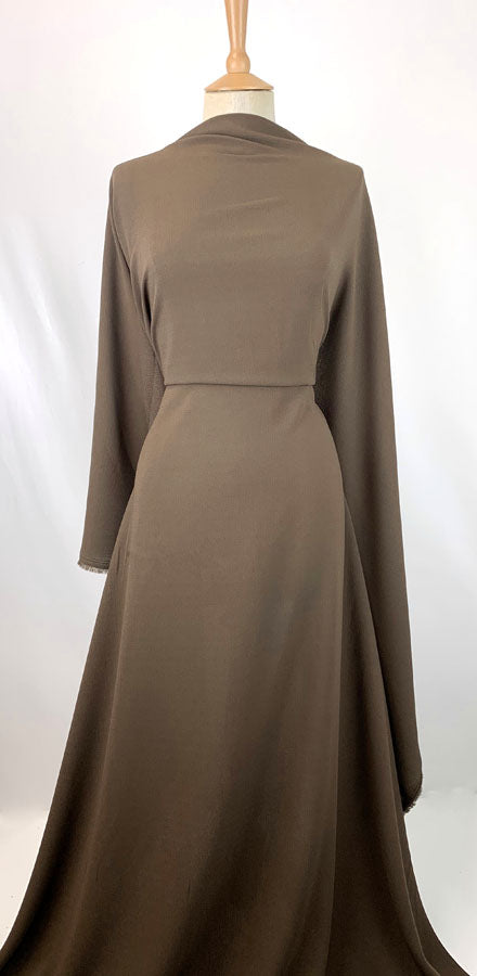 Polyester Dress Fabric Barca Crepe Brown Dress