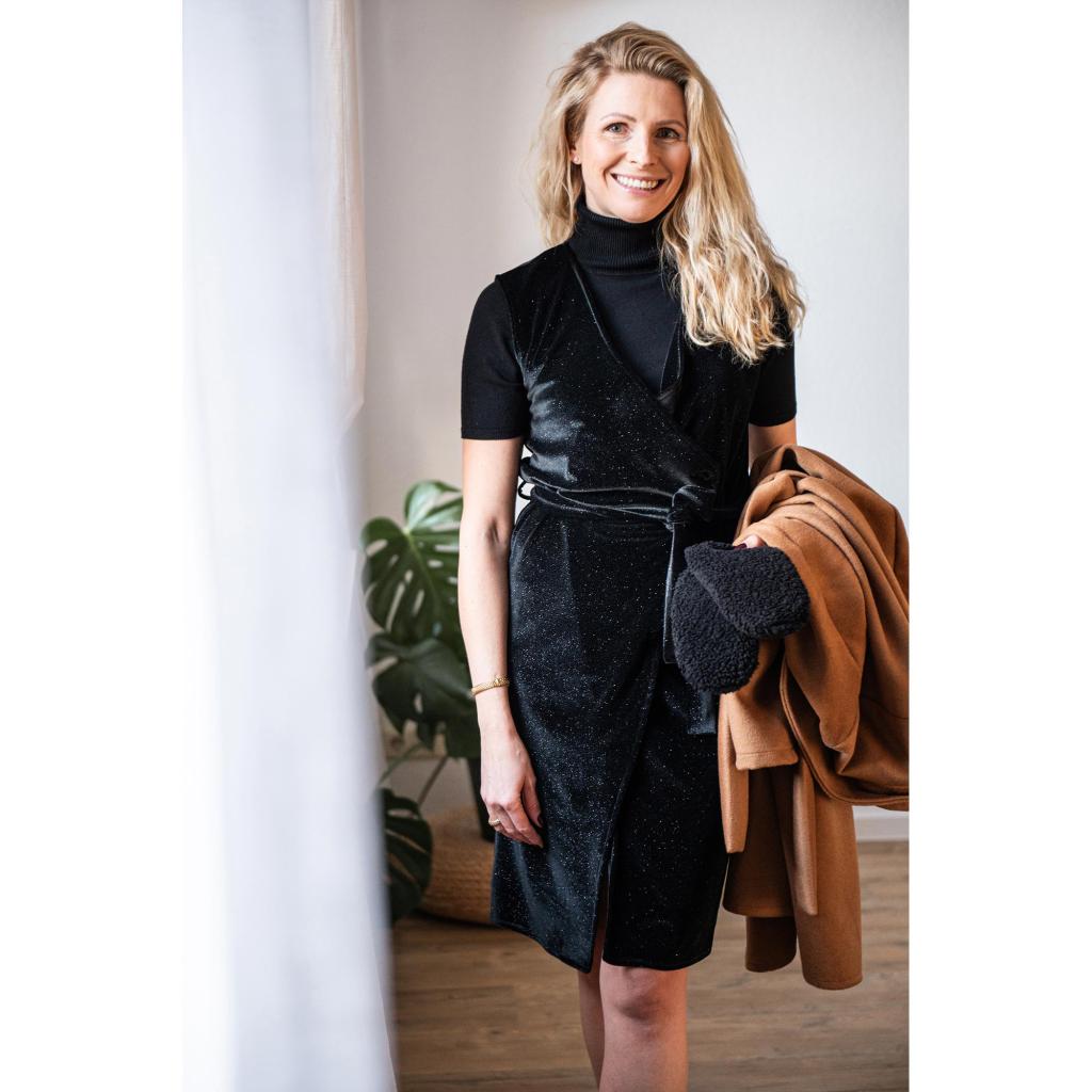 Stretch Glitter Velvet - Black