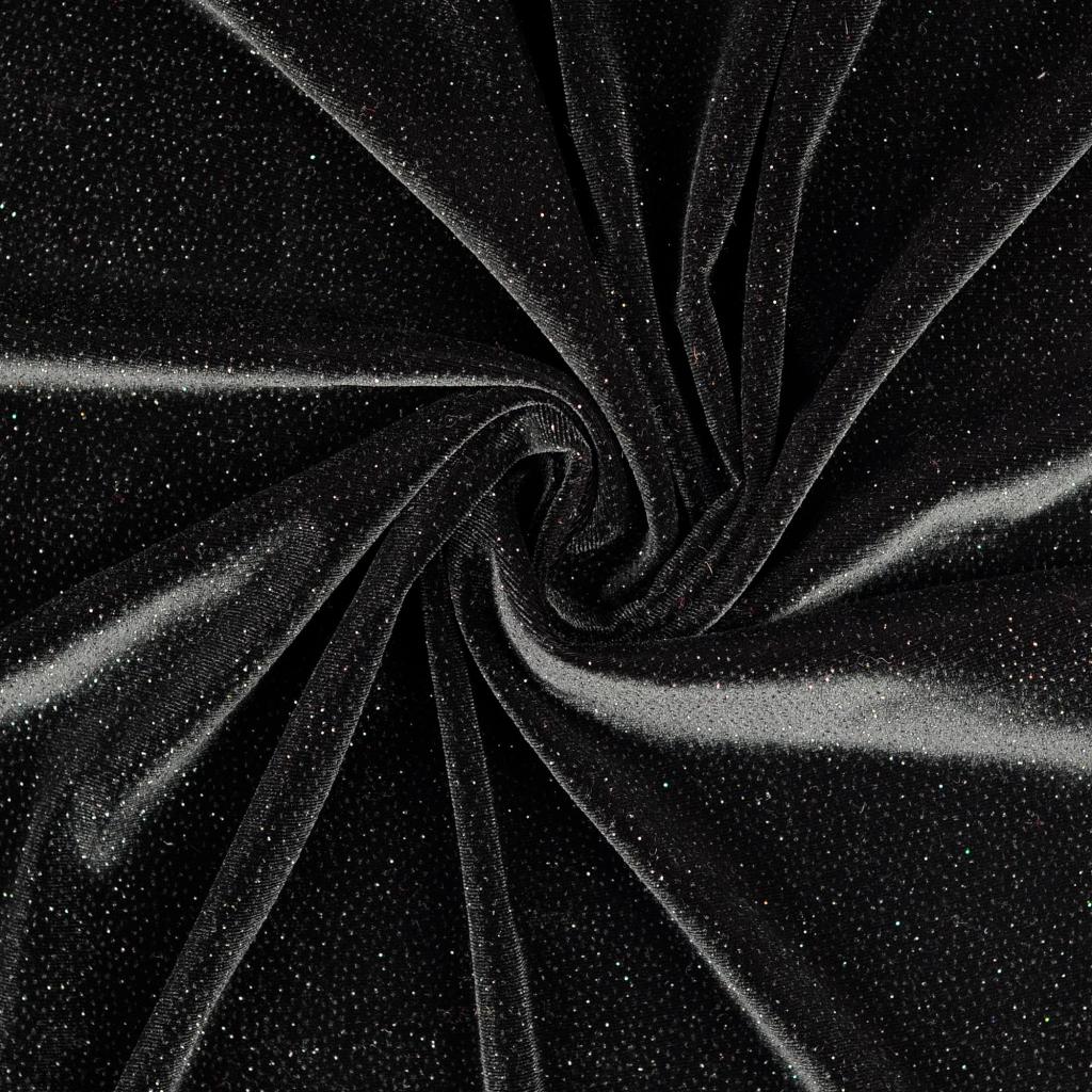 Stretch Glitter Velvet - Black