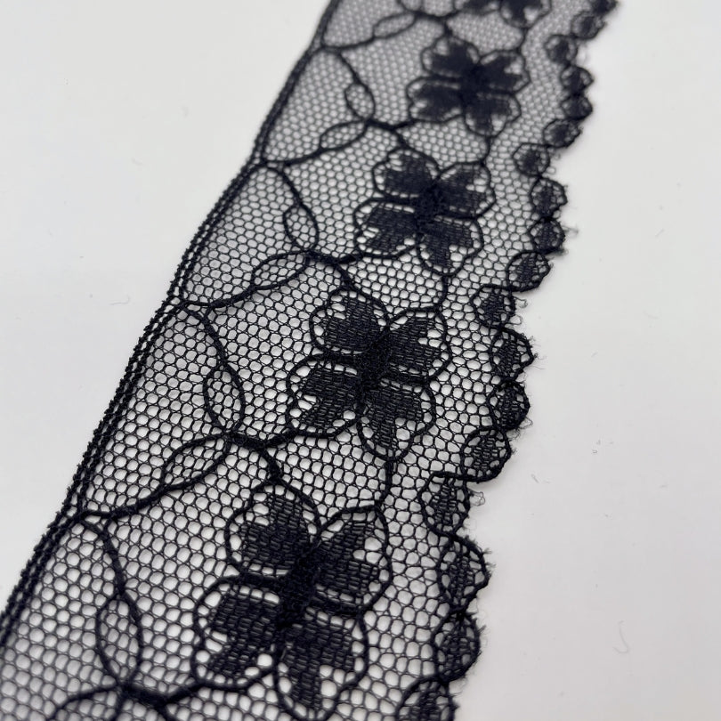 Polyester Flat Lace Trim - Lucy - Black