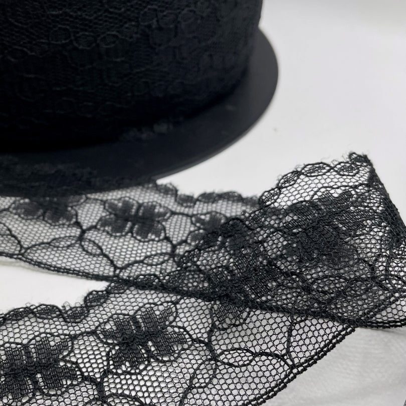 Polyester Flat Lace Trim - Lucy - Black