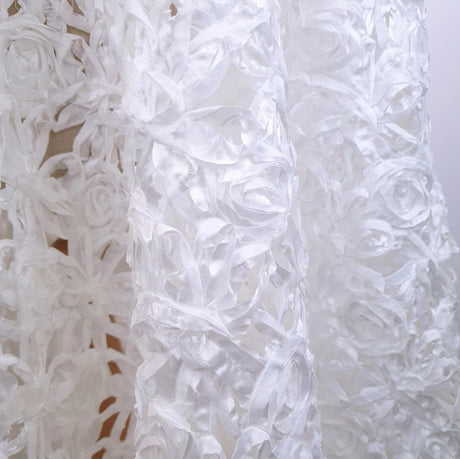 Polyester Ribboned Lattice Fabric Ivory Something New Hang