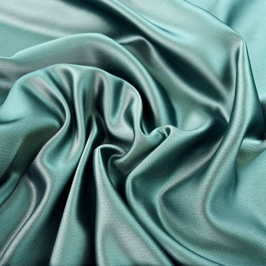 Polyester Satin Back Crepe Dress Fabric Liquid Patina Green