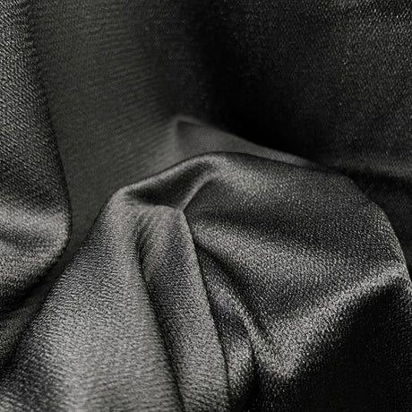 Polyester Viscose Black Hammered Satin Dress Fabric Scu