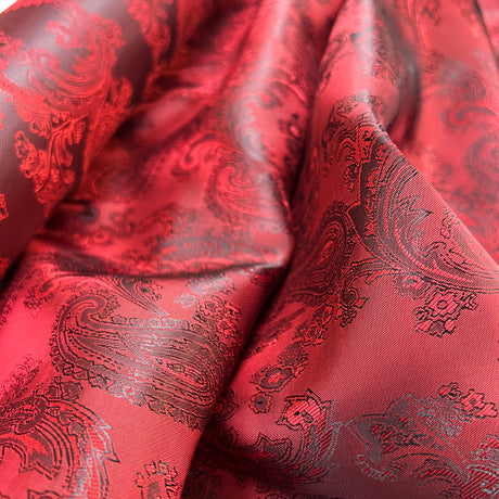 Polyester Viscose Dress Linings Changeant Paisley Red Cu4
