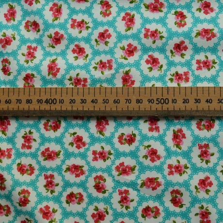 Poplin Print Aqua Delight Floral Cotton S