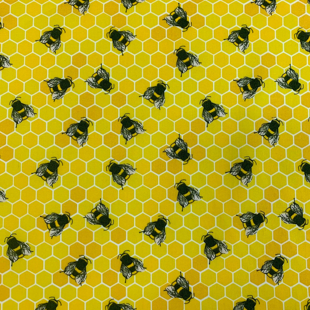 Poplin Print - Bee Hive - Yellow