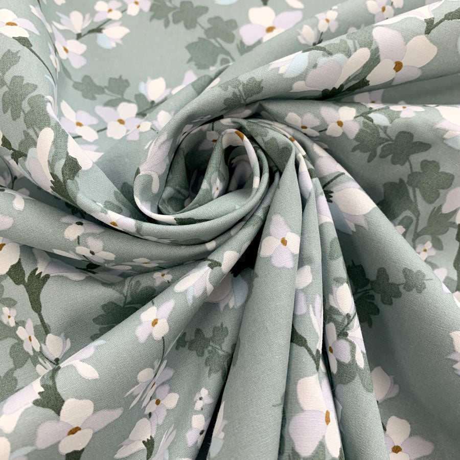 Poplin Print - Blossom - Green