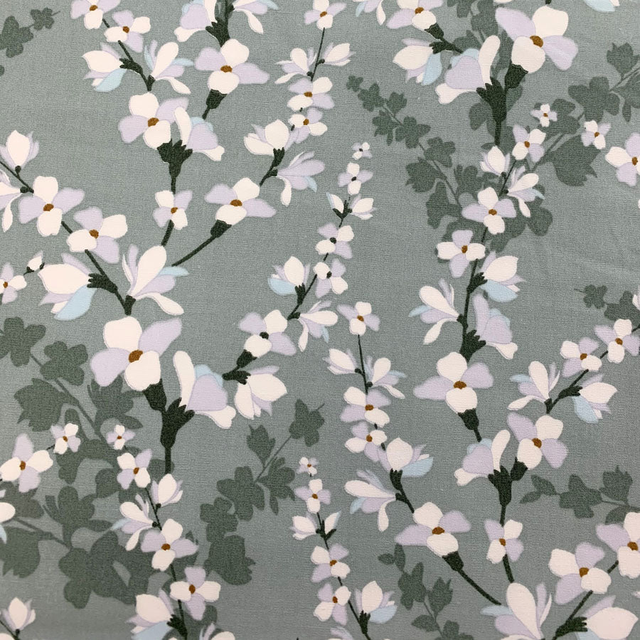 Poplin Print - Blossom - Green