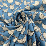 Poplin Print - Chicken - Blue