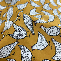 Poplin Print - Chicken - Mustard