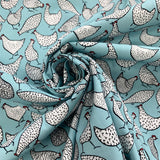 Poplin Print - Chicken - Turquoise