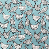 Poplin Print - Chicken - Turquoise