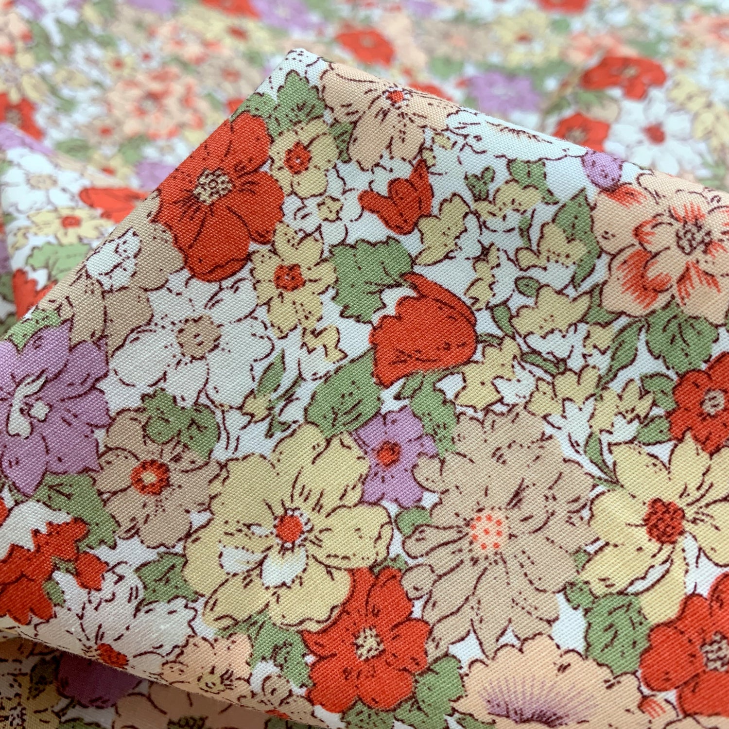 Poplin Print - Country Garden - Coral