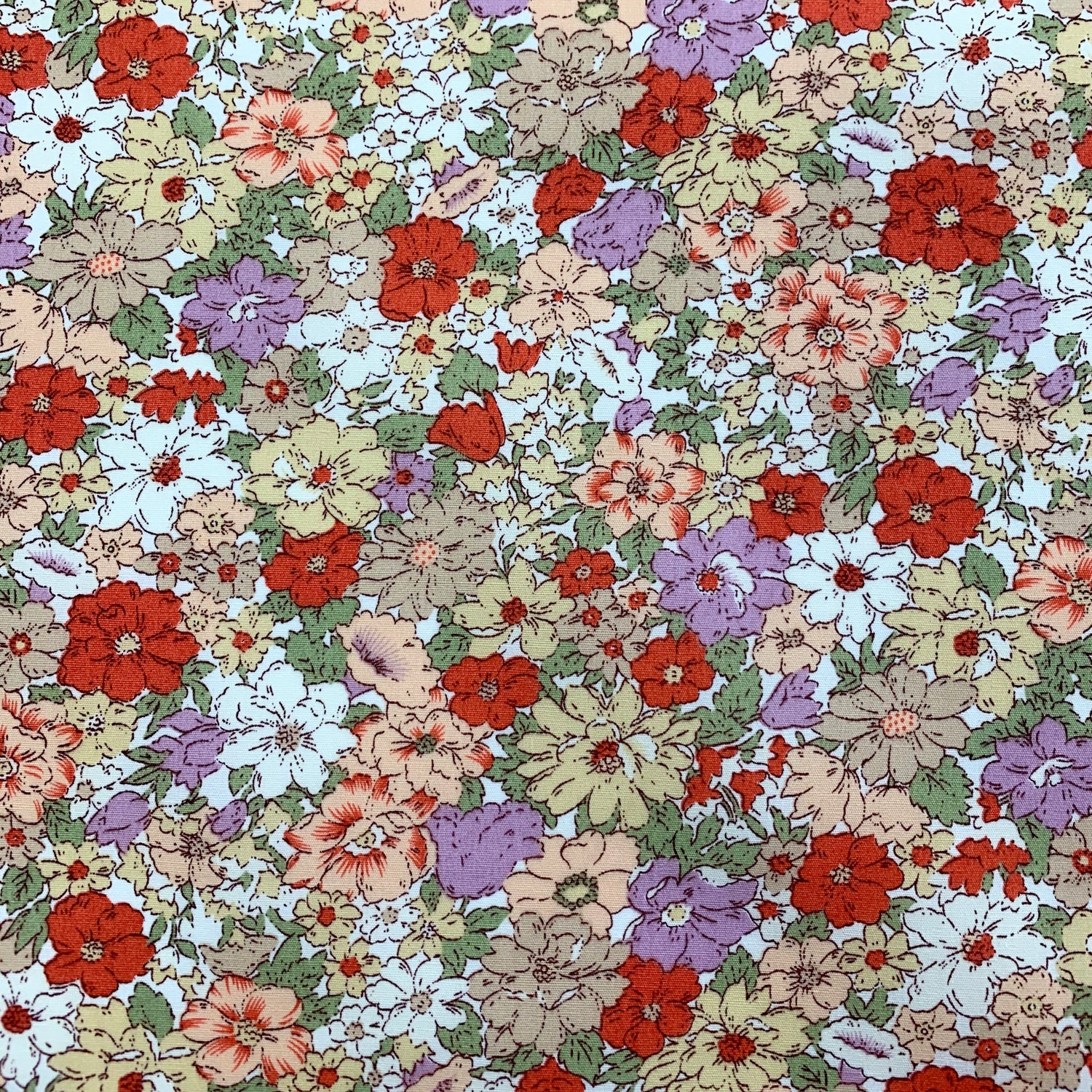 Poplin Print - Country Garden - Coral