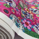 Poplin Print - Día de Muertos - Cerise